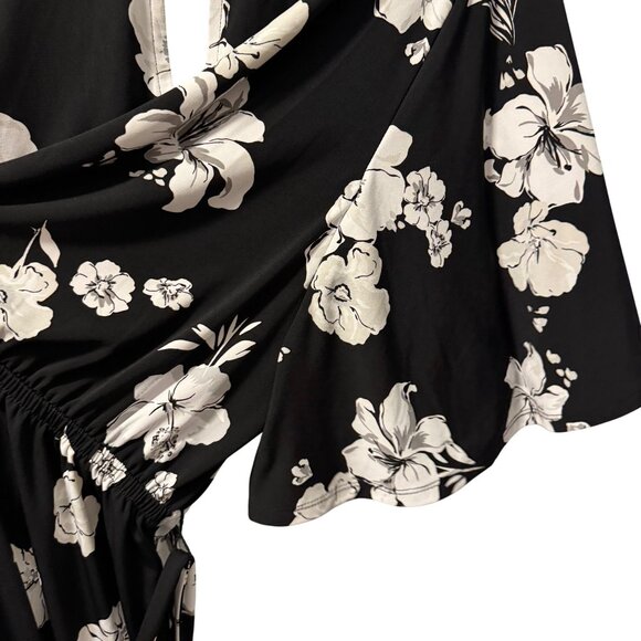 Lane Bryant Black & White Floral Jumpsuit Size 26/28W stretch Jumpsuit - Picture 9 of 12